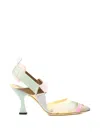 Fendi Multicoloured Mesh High-heeled Slingbacks In Neutral