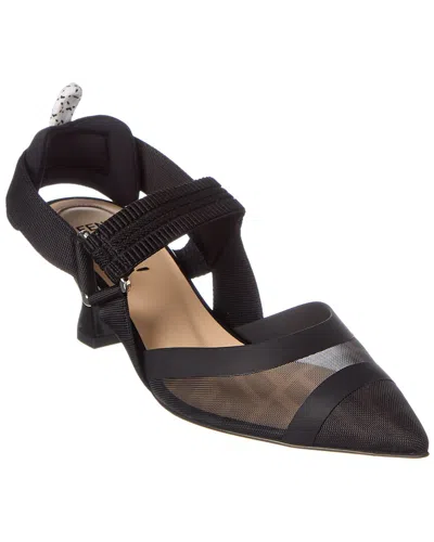 Fendi Colibri Mesh Slingback Pump In Black