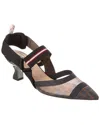Fendi Tech Mesh Hummingbird Slingbacks Shoes In Blue