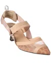 Fendi Black Leather And Mesh Slingbacks With Medium Heel In Pink