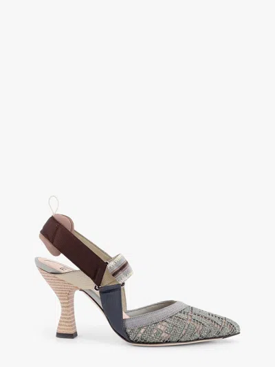 FENDI COLIBRÌ MESH SLINGBACK WITH FF EMBROIDERY