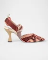 Fendi Colibri Mixed-media Iconic Ff Tapestry Slingback Pumps In Multi