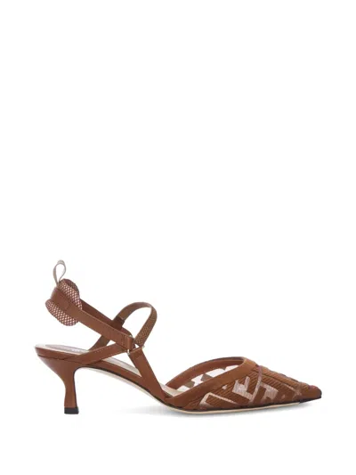 Fendi Colibri Lite Slingback Shoes In Brown