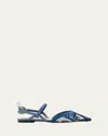 Fendi Blue Flat Mesh Slingbacks With Ff Embroidery