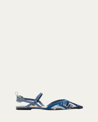 FENDI COLIBRI MULTI FF SPORTY SLINGBACK FLATS