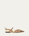 Fendi Colibri Multi Ff Sporty Slingback Flats In Nudo Multicolor