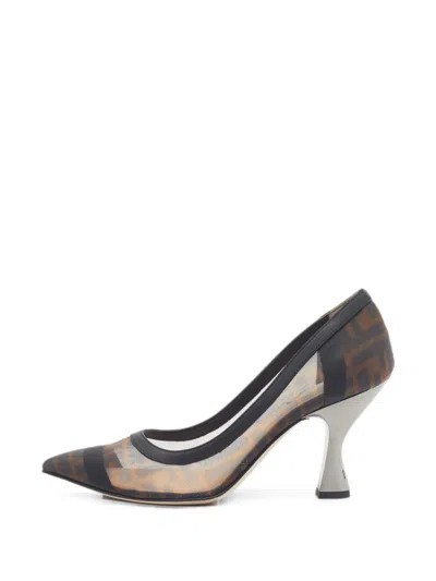 Pre-owned Fendi Colibri Net Pumps In Black
