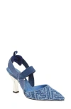 Fendi Colibri Ff Denim Slingback Pump In Denim Blue