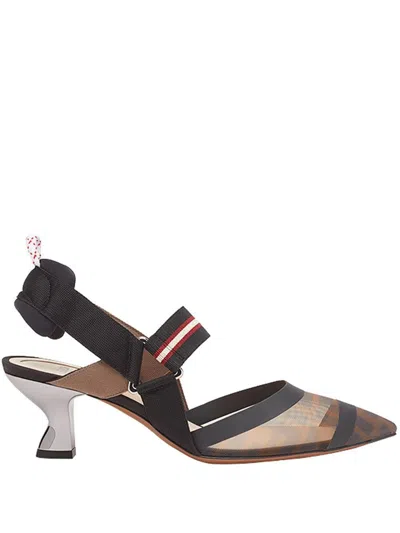Fendi Tech Mesh Hummingbird Slingbacks Shoes In Multi