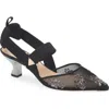 Fendi Black Mesh And Embroidery High-heeled Slingbacks In Nero Antique Silver/nero