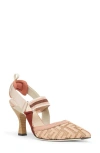 Fendi Pink Ff Embroidery High-heeled Slingbacks In Rose