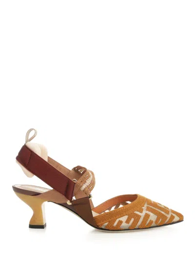 Fendi Colibri Rete Ric.ff Cornely Pumps Beige In Brown