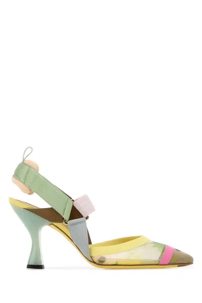 Fendi Mesh Colibri Pumps Cone Heel Open Toe In Multi