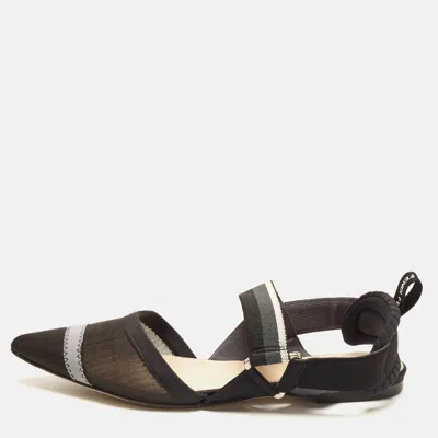 Pre-owned Fendi Colibri Size 37.5 Multicolor Canvas And Mesh Slingback Flats