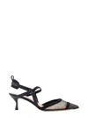 Fendi Colibri Ff Mesh Slingback Kitten-heel Pumps In Black