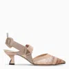 FENDI FENDI COLIBRI SLINGBACK IN NUDE AND MESH