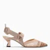 FENDI FENDI COLIBRI SLINGBACK IN NUDE LEATHER AND MESH PINK