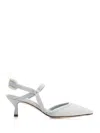 Fendi Light Blue Cotton Medium-heeled Slingbacks In Light Blue