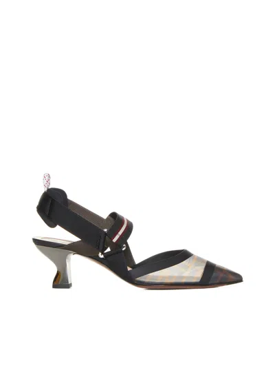 Fendi Colibrì Slingback Mid Heel In Multicolor Technical Mesh