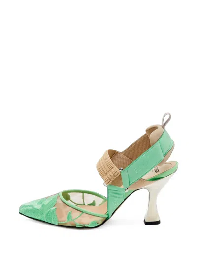 Pre-owned Fendi Colibri Slingback Pumps In Green