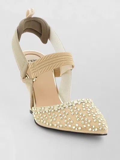 Fendi Colibrì Slingback Sandals Embellished Design In Brown