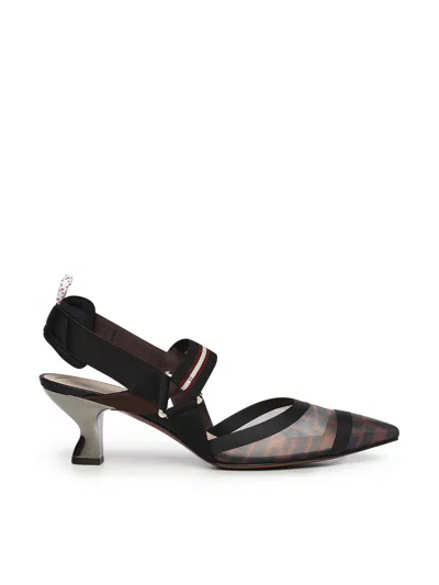 Fendi Tech Mesh Hummingbird Slingbacks Shoes In Multi