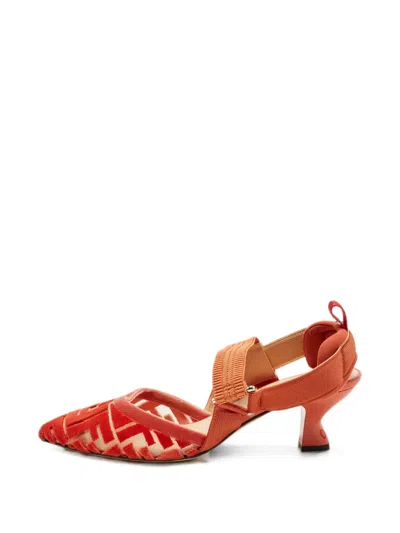 Pre-owned Fendi Colibri Velvet Slingback Pumps In White