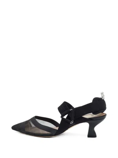 Pre-owned Fendi Colibri Zucca Mesh Pumps In Black