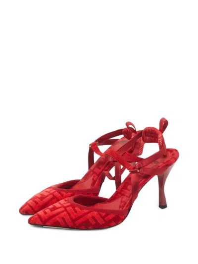 Pre-owned Fendi Colibri Zucca Pumps In Red