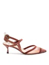 Fendi Colibri Ff Mesh Slingback Kitten-heel Pumps In Orange