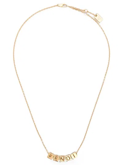 Fendi Collana  Faces In Metallo Color Oro In Metallizzato