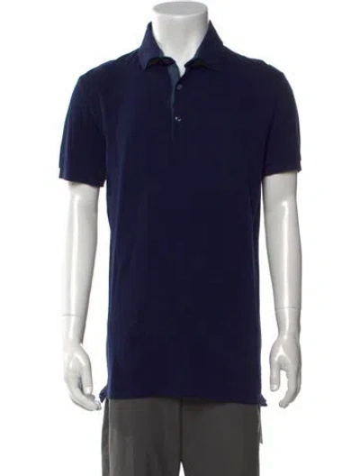 Pre-owned Fendi Collar Short Sleeve Polo Shirt W/ Tags In Blue