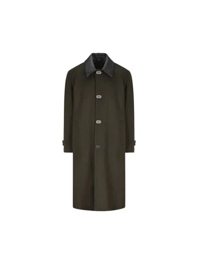 Fendi Dark Green Mohair And Wool Coat