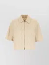 Fendi Collared Monogram Cropped Short Sleeves In Neutral