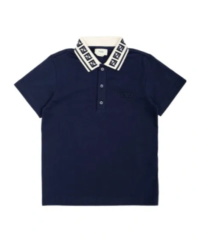 Fendi Collared Polo Shirt In Blue