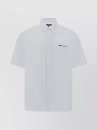 Fendi Collared Shirt Monochrome Pattern In White