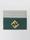 Fendi Color Block Cardholder Gold-tone Hardware In Green
