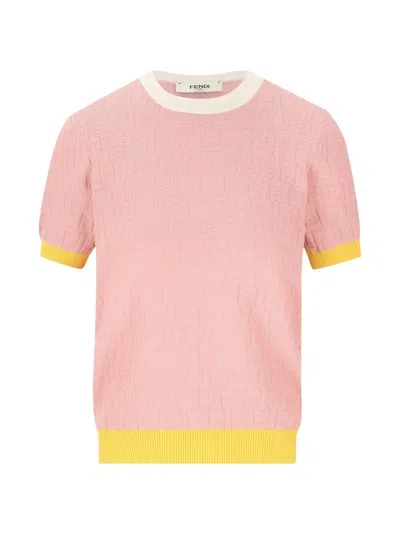 Fendi `color Block Ff` Sweater In Pink