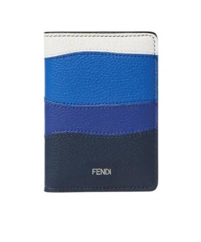 Fendi Colorblock Card Case In Blue
