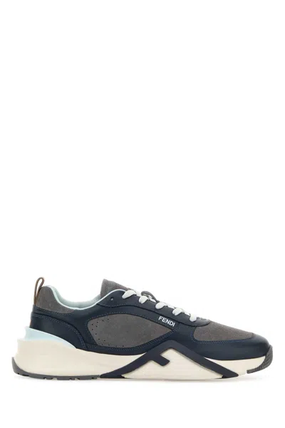 FENDI FENDI COLORBLOCK LEATHER AND SUEDE SNEAKER