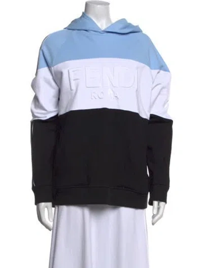 Pre-owned Fendi Colorblock Pattern Crew Neck Hoodie In Black