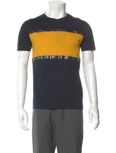 Pre-owned Fendi Colorblock Pattern Crew Neck T-shirt In Black