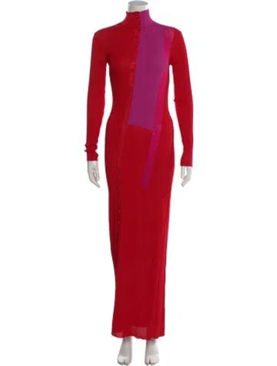 Pre-owned Fendi Colorblock Pattern Long Dress In Red