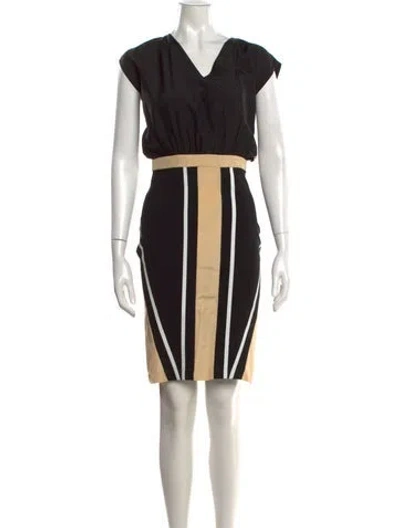 Pre-owned Fendi Colorblock Pattern Mini Dress In Black