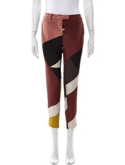 Pre-owned Fendi Colorblock Pattern Straight Leg Pants In Red