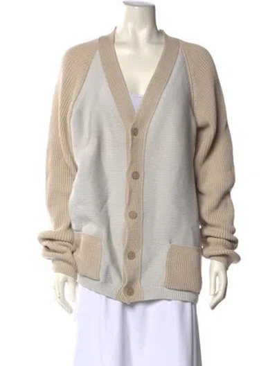Pre-owned Fendi Colorblock Pattern V-neck Sweater In Neutral