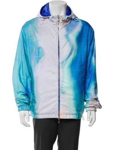Pre-owned Fendi Colorblock Pattern Windbreaker In Blue
