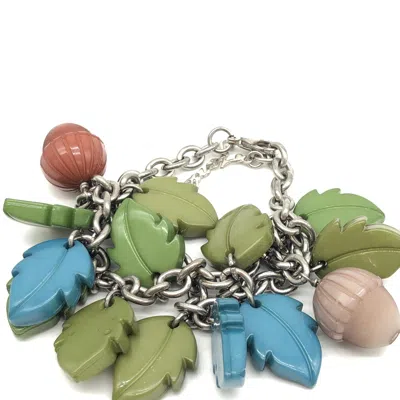 Pre-owned Fendi Colorful Leaf And Acorn Charm Women's Bracelet () In Multi
