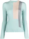 Fendi Color-block Silk Sweater In Blue