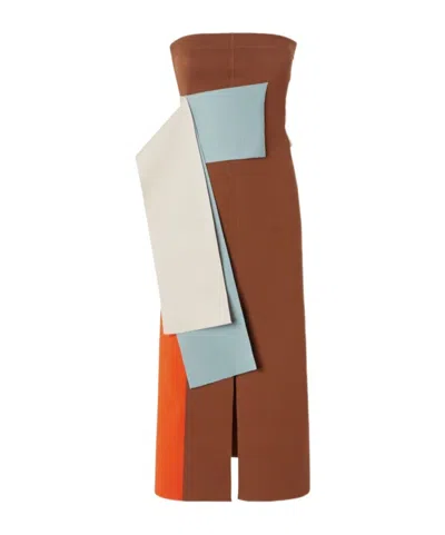 FENDI FENDI STRAPLESS COLOR-BLOCK BUSTIER DRESS